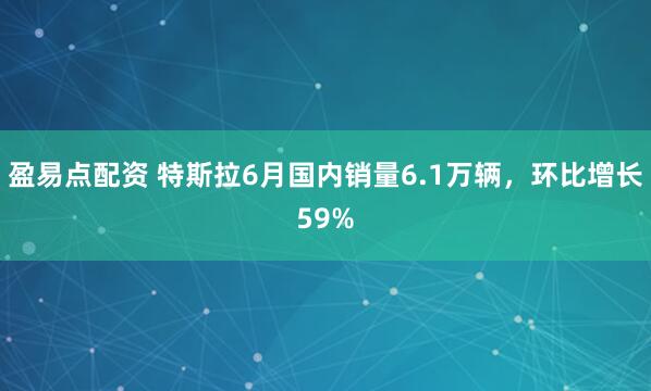 盈易点配资 特斯拉6月国内销量6.1万辆，环比增长59%